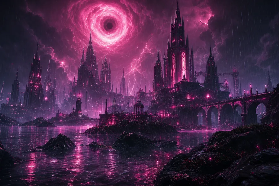 Neon Cyberpunk City In Rain Fantasy Wallpaper  1 4K