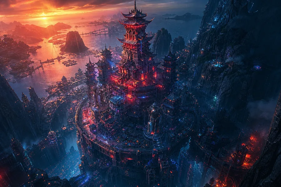 Neon Cyberpunk City In Rain Fantasy Wallpaper 1 4K