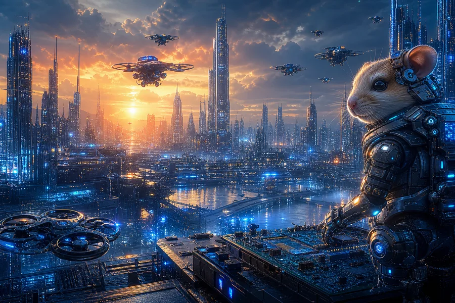 Neon Cyberpunk City In Rain Hamster-Robotics Wallpaper 1 4K 8