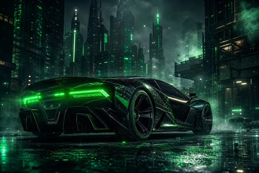 Neon Cyberpunk City In Rain Supercars Wallpaper 1 4K 6