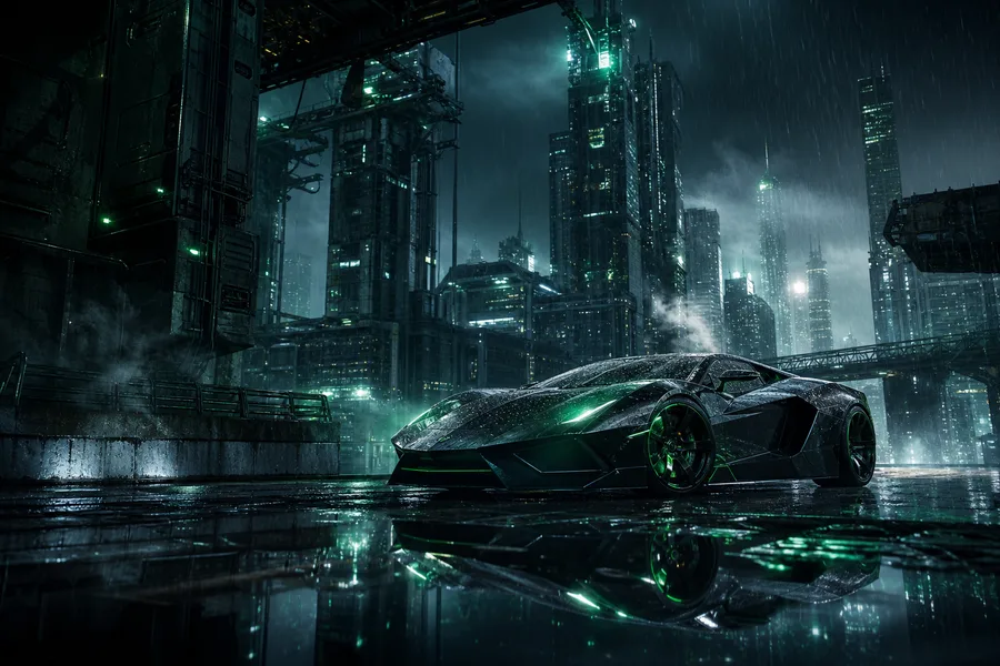 Neon Cyberpunk City In Rain Supercars Wallpaper  1 4K