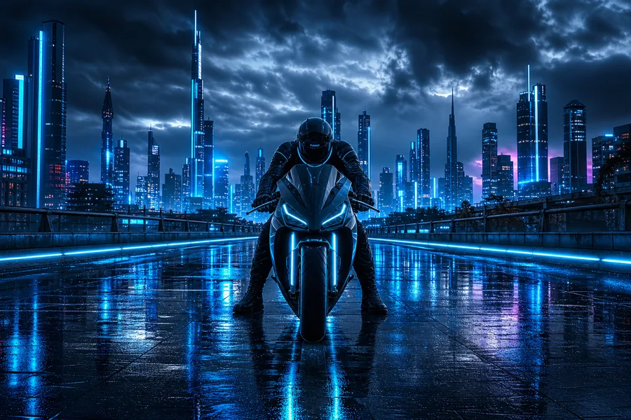Neon Motorcycle In Cyberpunk City Cyberpunk Wallpaper 7 4K 14
