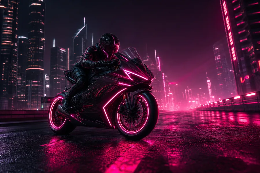 Neon Motorcycle In Cyberpunk City Motorcycles Wallpaper 7 4K 2