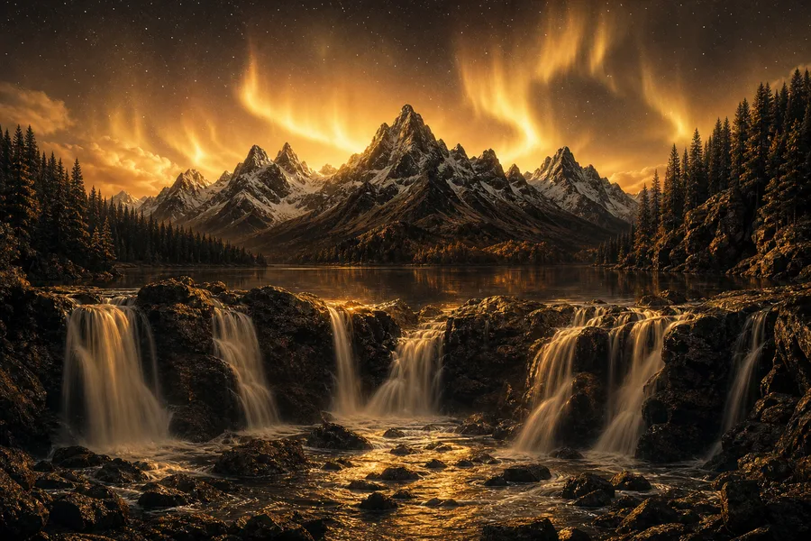 Northern Lights Over Snowy Mountains Nature Wallpaper 4 4K 2