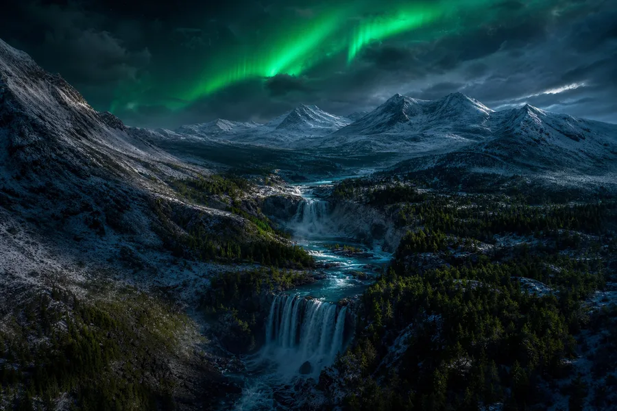 Northern Lights Over Snowy Mountains Nature Wallpaper  4 4K