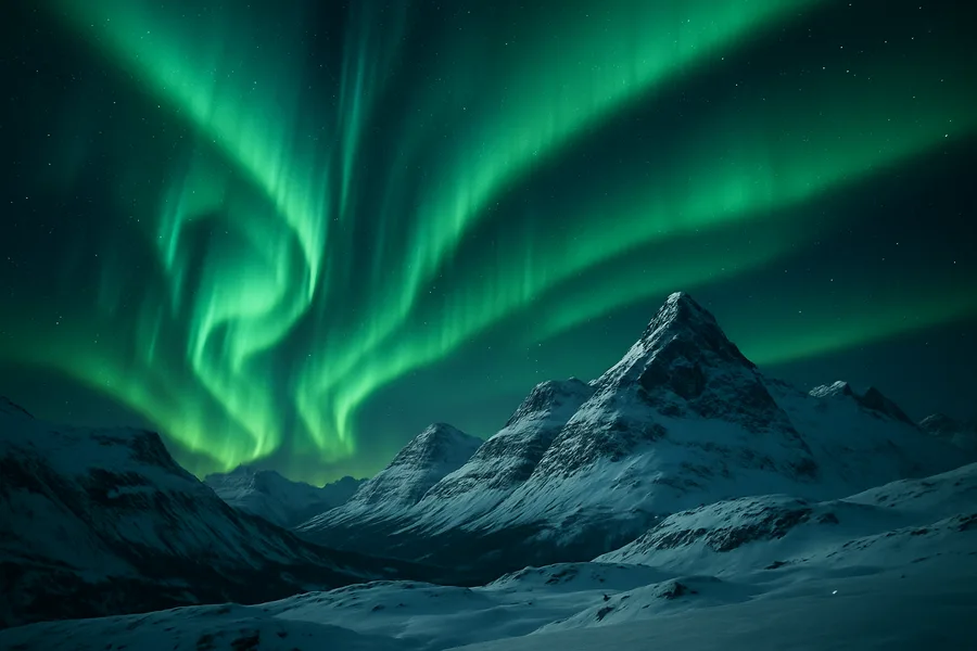 Northern Lights Over Snowy Mountains Nature Wallpaper 4 4K