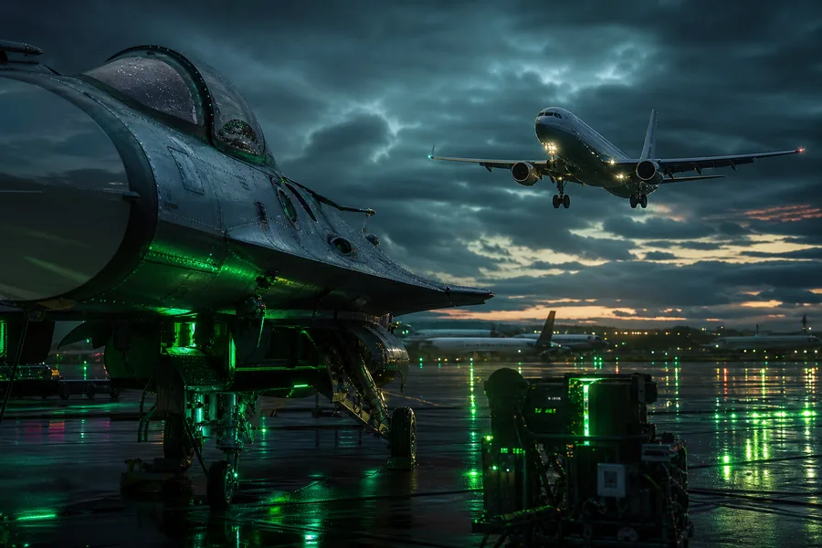 Passenger Aircraft Landing In Rainy Airport Lights Airplanes Wallpaper 8 4K 2