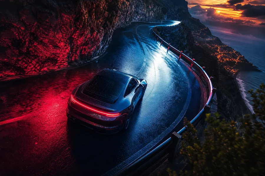 Porsche 911 On Mountain Road Sunset Cars Wallpaper 4 4K 14