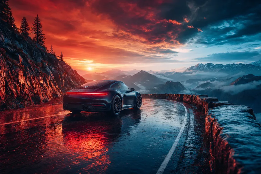 Porsche 911 On Mountain Road Sunset Cars Wallpaper 4 4K 15