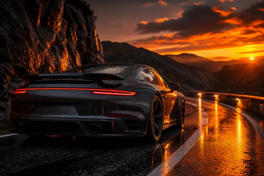 Porsche 911 On Mountain Road Sunset Cars Wallpaper  4 4K