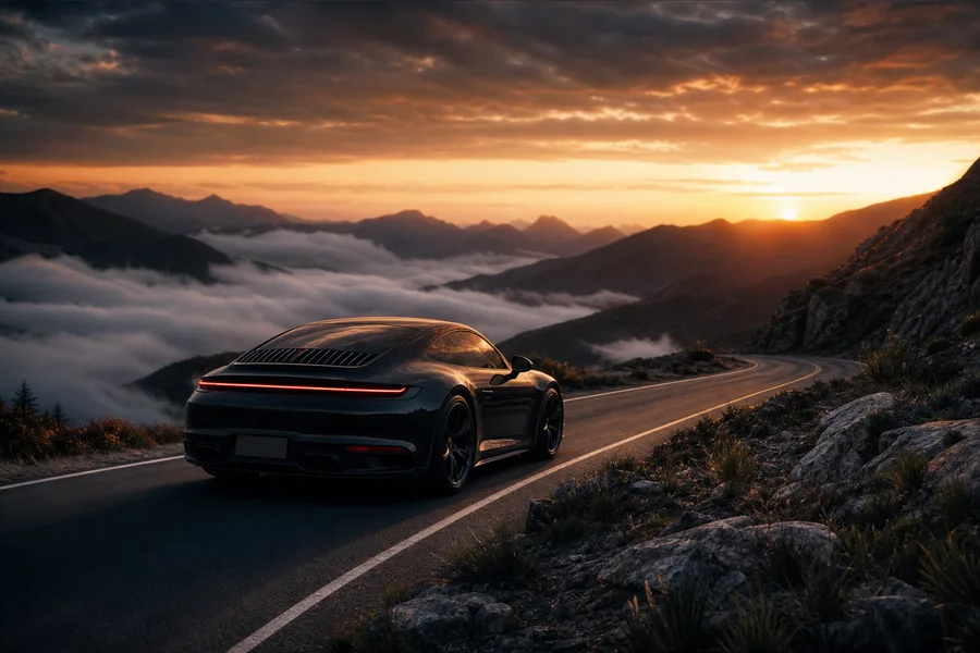 Porsche 911 On Mountain Road Sunset Cars Wallpaper  4 4K