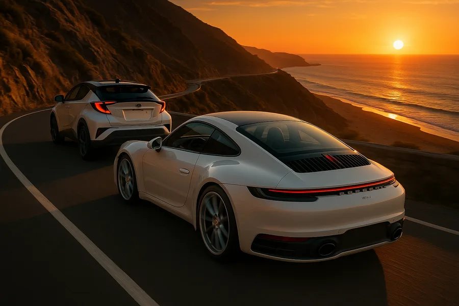 Porsche 911 On Mountain Road Sunset Cars Wallpaper 4 4K 4