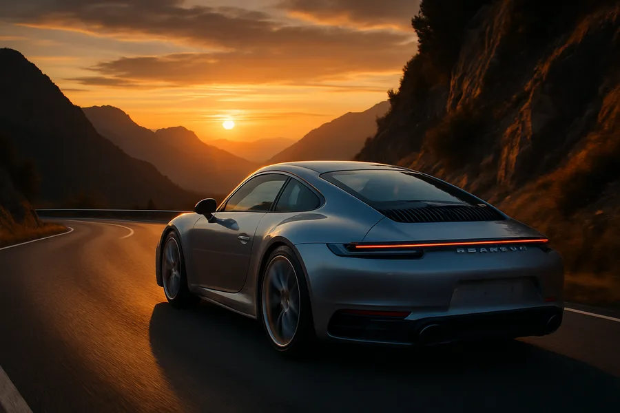 Porsche 911 On Mountain Road Sunset Cars Wallpaper 4 4K