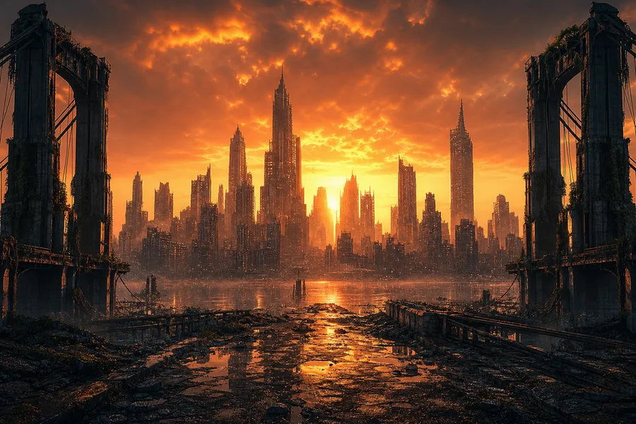 Post Apocalyptic City Skyline Movie Style Movie Wallpaper 6 4K 4