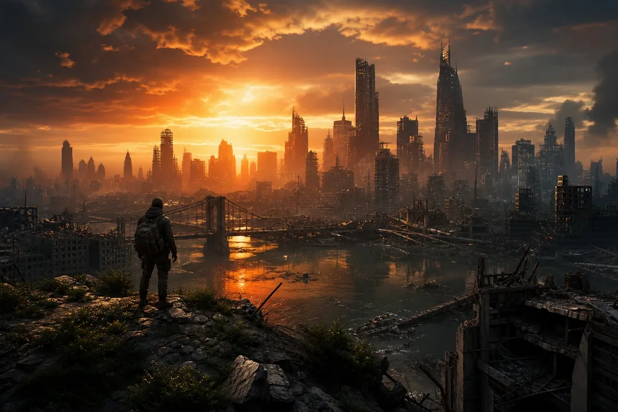 Post Apocalyptic City Skyline Movie Style Movie Wallpaper 6 4K 6