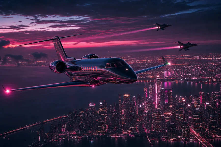 Private Jet Flying Above Night City Skyline Airplanes Wallpaper 4 4K 10