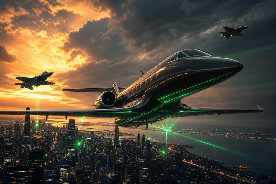 Private Jet Flying Above Night City Skyline Airplanes Wallpaper 4 4K 12