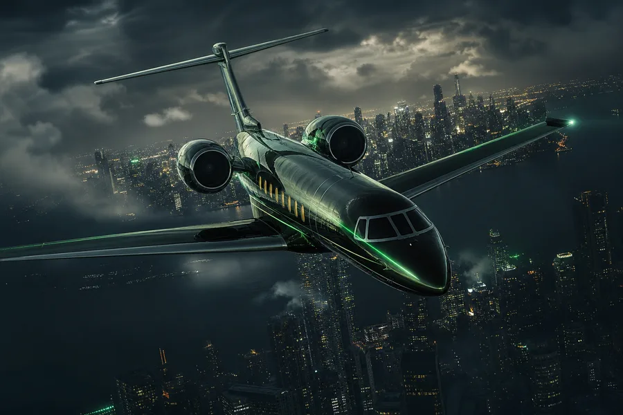 Private Jet Flying Above Night City Skyline Airplanes Wallpaper 4 4K 4