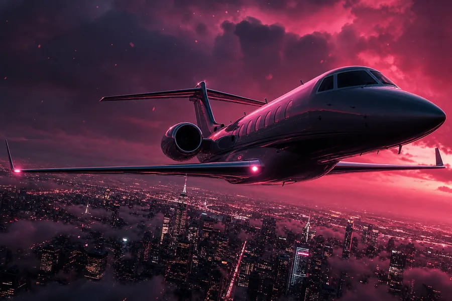 Private Jet Flying Above Night City Skyline Airplanes Wallpaper 4 4K 5
