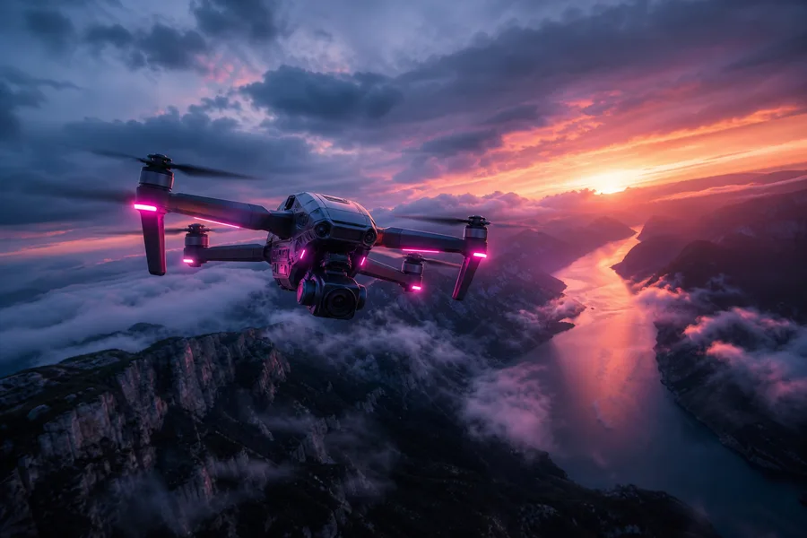 Professional Filming Drone In Golden Hour Drone Wallpaper 8 4K 3