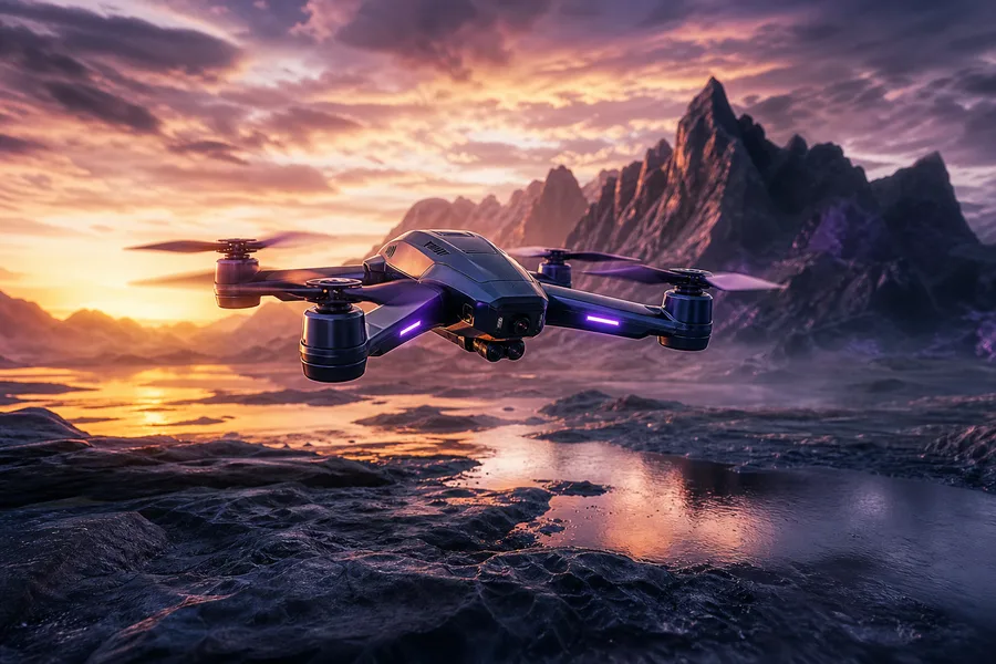 Professional Filming Drone In Golden Hour Drone Wallpaper 8 4K 7