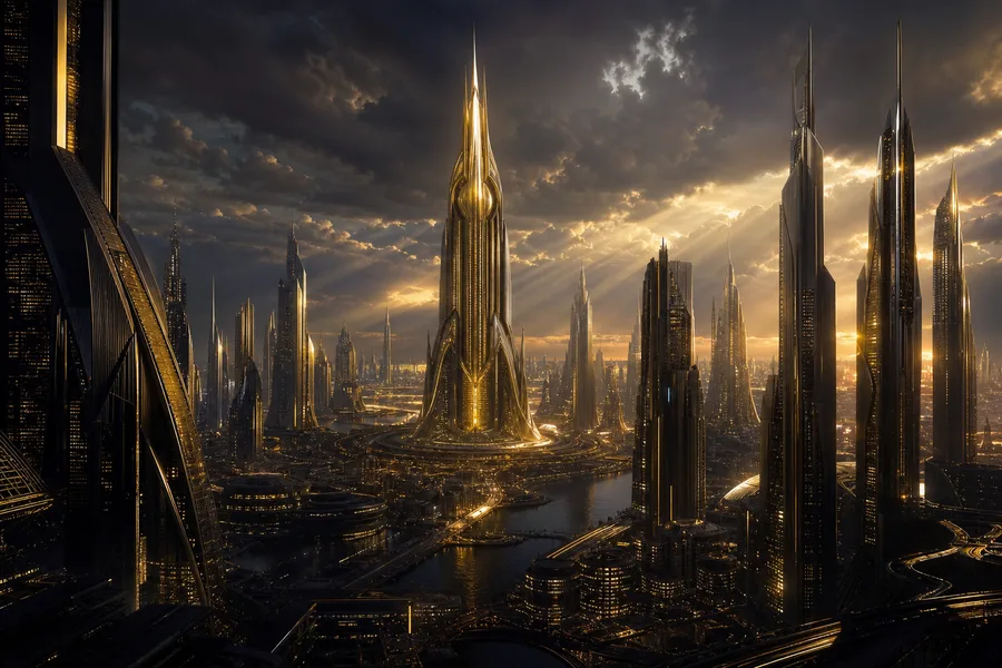 Purple Futuristic Megacity Skyline Architecture Wallpaper 6 4K