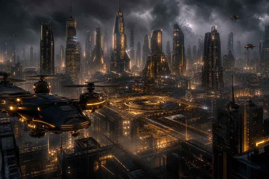 Purple Futuristic Megacity Skyline Hamster-Robotics Wallpaper  6 4K