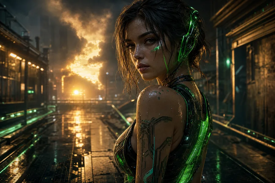 Rainy Neon Alley With Reflections Ai-Girls Wallpaper 4 4K 6