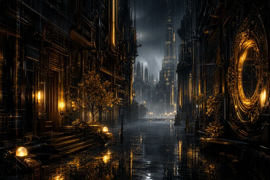 Rainy Neon Alley With Reflections Cyberpunk Wallpaper 4 4K 10
