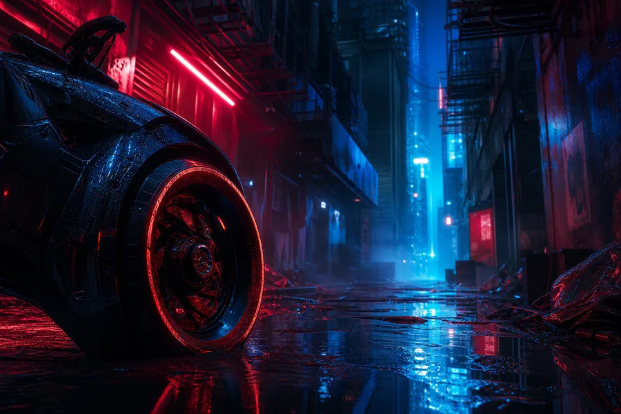 Rainy Neon Alley With Reflections Cyberpunk Wallpaper 4 4K 14