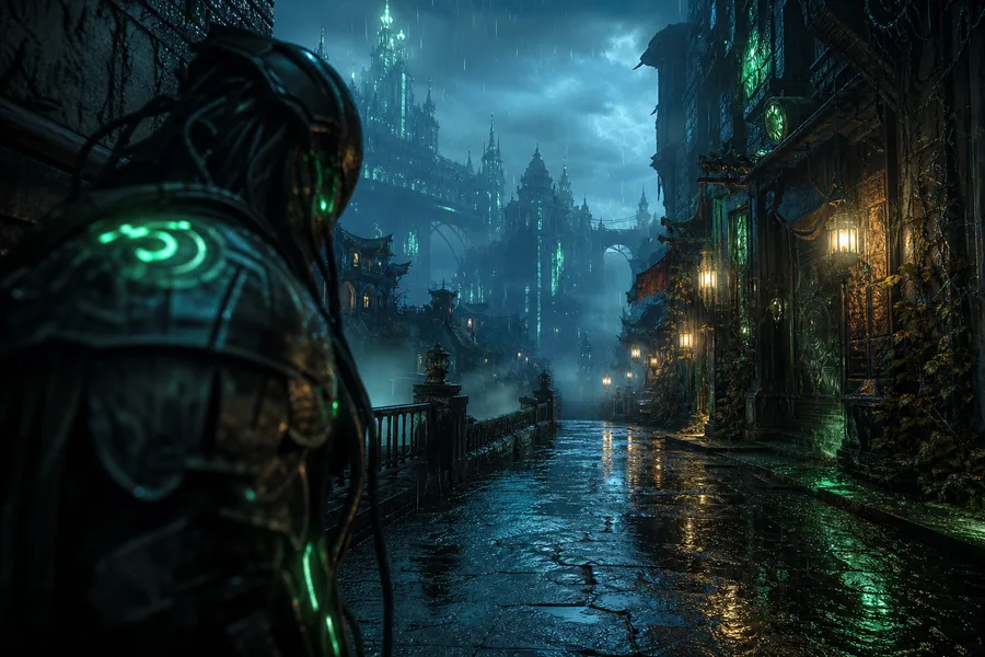Rainy Neon Alley With Reflections Fantasy Wallpaper 4 4K 3