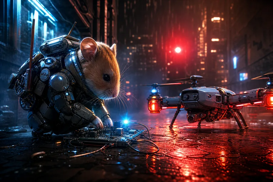 Rainy Neon Alley With Reflections Hamster-Robotics Wallpaper 4 4K 7