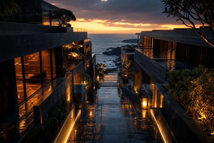 Rainy Neon Alley With Reflections Luxury-Villas Wallpaper 4 4K