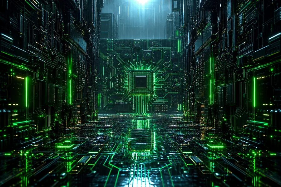 Rainy Neon Alley With Reflections Pcb-Design Wallpaper  4 4K