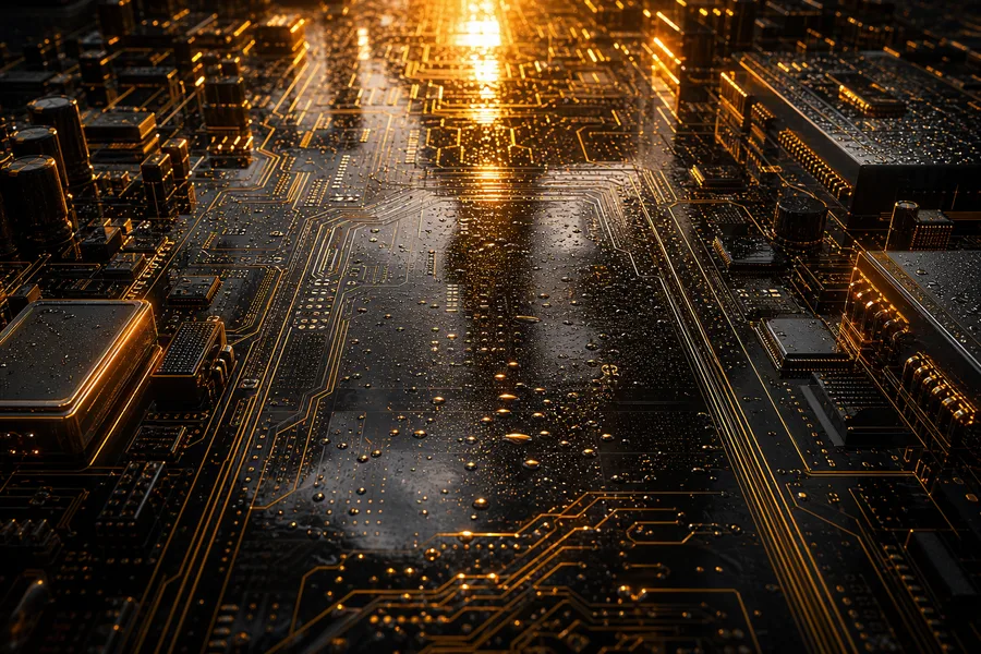 Rainy Neon Alley With Reflections Pcb-Design Wallpaper 4 4K 3