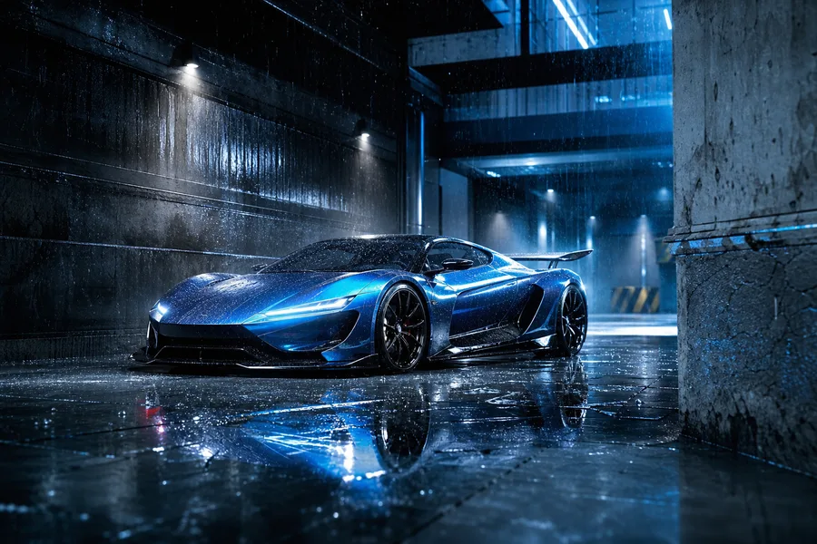 Rainy Neon Alley With Reflections Supercars Wallpaper 4 4K 7