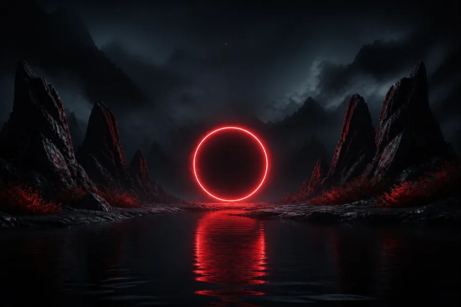 Red Neon Circle On Pure Black Amoled Wallpaper  7 4K