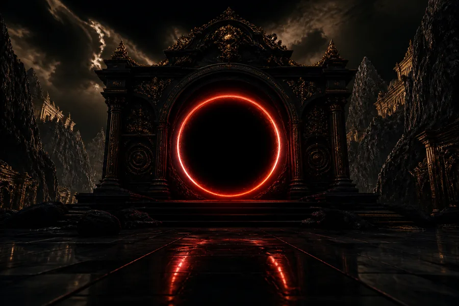 Red Neon Circle On Pure Black Amoled Wallpaper 7 4K 4