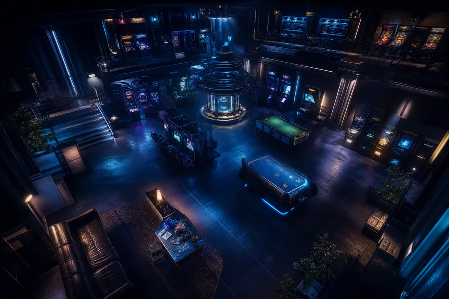 Retro Arcade Room With Neon Machines Gaming Wallpaper  17 4K