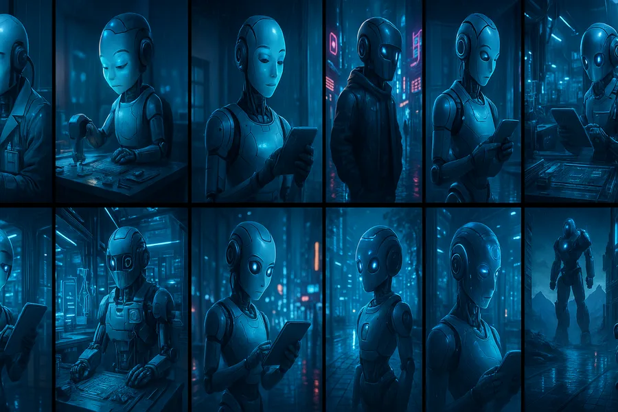 Robot Warrior Standing In Neon Rain Robots Wallpaper 2 4K 2