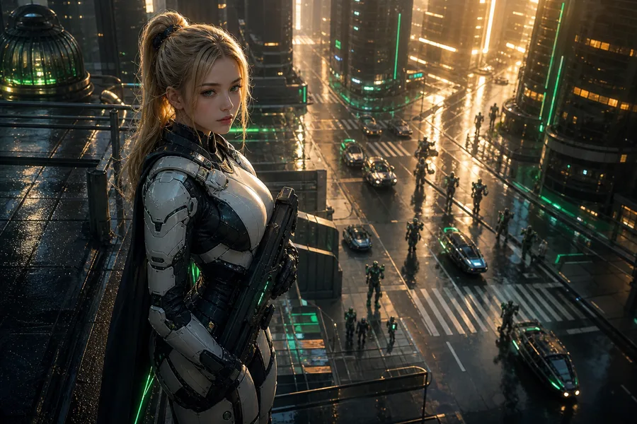 Robotic City Police Patrol Ai-Girls Wallpaper 12 4K 2