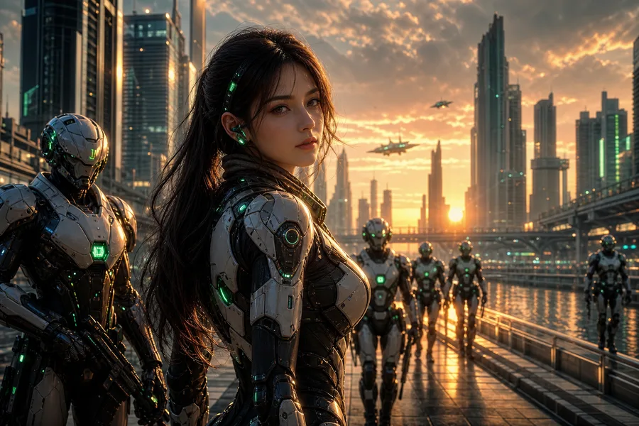Robotic City Police Patrol Ai-Girls Wallpaper 12 4K 3