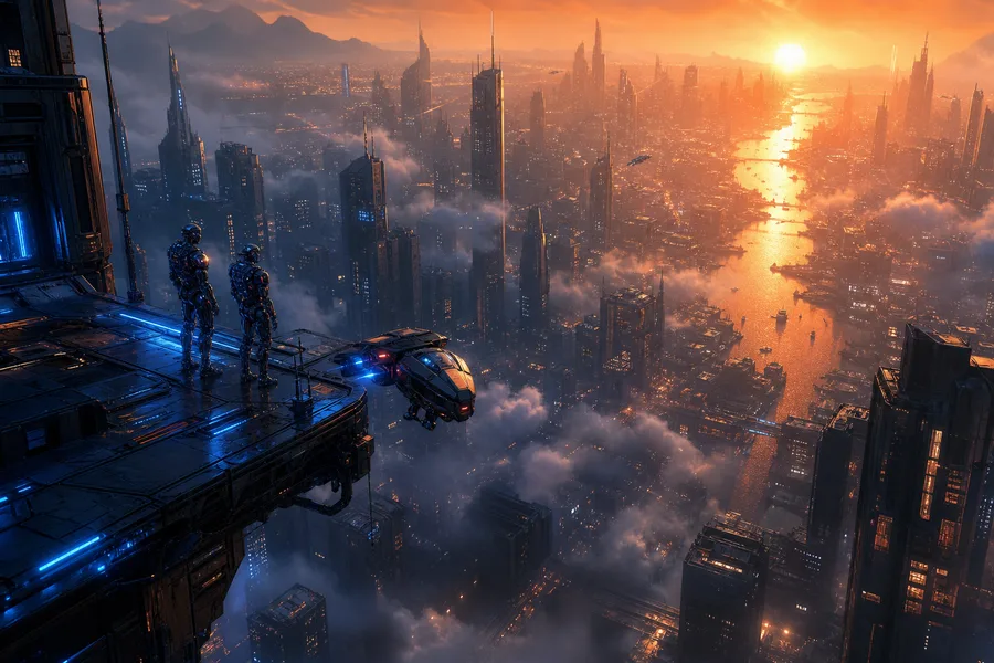 Robotic City Police Patrol Cyberpunk Wallpaper 12 4K 4