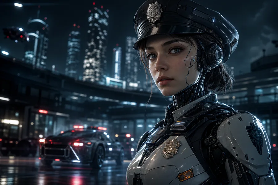 Robotic City Police Patrol Female-Androids Wallpaper  12 4K