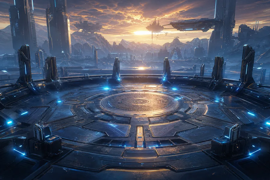 Sci Fi Battle Arena With Neon Lights Gaming Wallpaper 13 4K 7