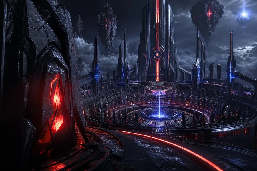 Sci Fi Battle Arena With Neon Lights Gaming Wallpaper 3 4K 15