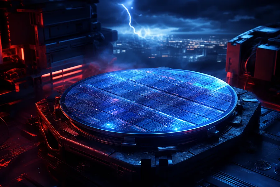 Semiconductor Wafer Glowing Blue Electronics Wallpaper  6 4K