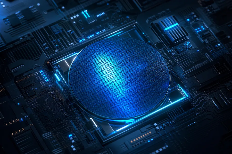 Semiconductor Wafer Glowing Blue Electronics Wallpaper 6 4K 5