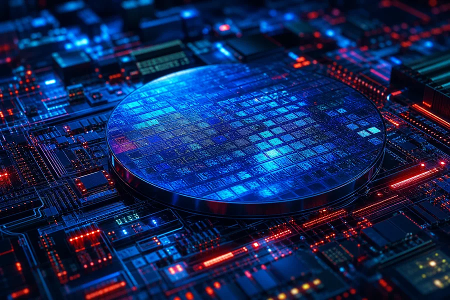 Semiconductor Wafer Glowing Blue Electronics Wallpaper 6 4K 7