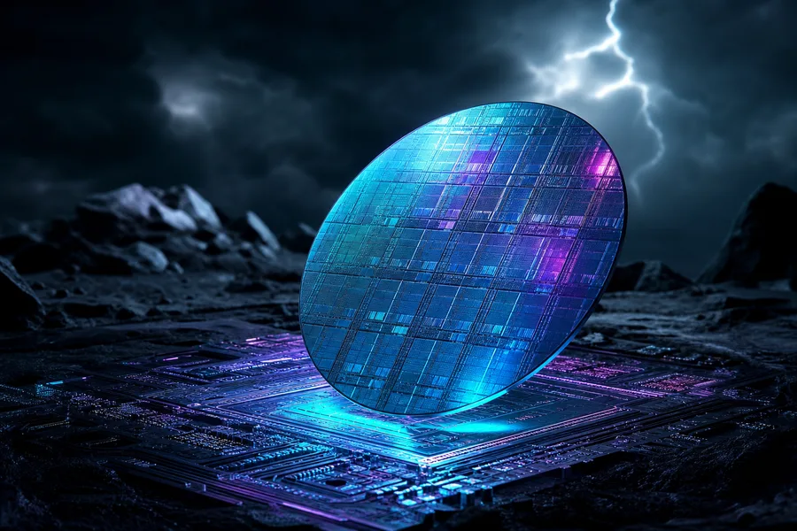 Semiconductor Wafer Glowing Blue Electronics Wallpaper 6 4K 8